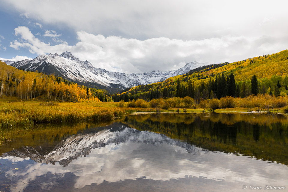 View of Sneffels Range over Beaver Pond, Colorado