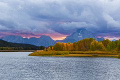 Sunset with Mt. Moran from Oxbow Bend - Grand Teton NP