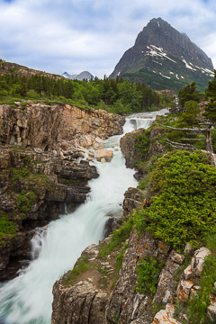 Swiftcurrent Falls with Mount Grinnell in Background-Glacier NP